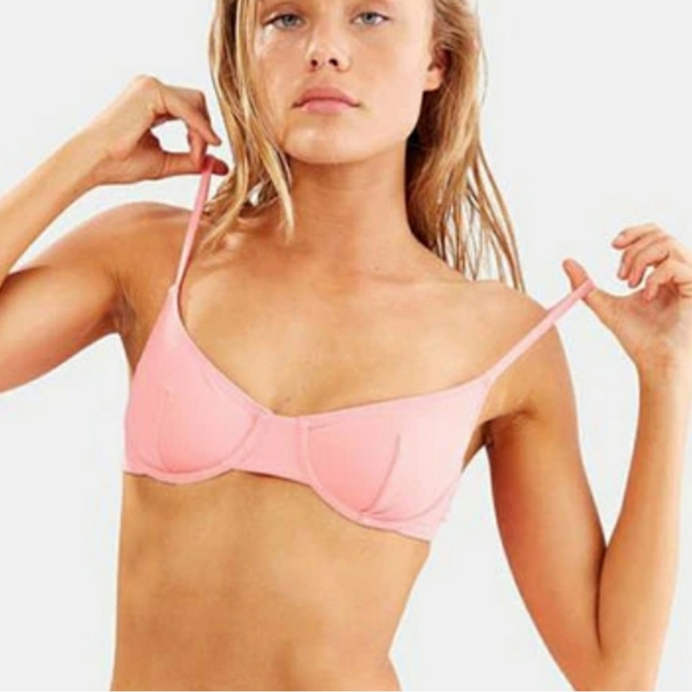 New Solid & Striped Bikini Top
